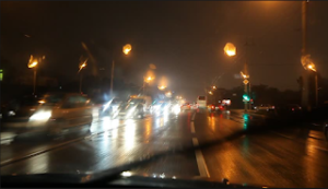 Driving at night in the rain